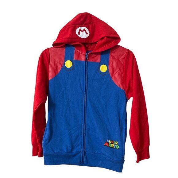 Nwt size medium youth Super Mario Red and Blue Hoodie - Picture 1 of 2